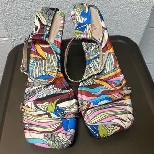 Miss Lola Colorful Patterned Sandals